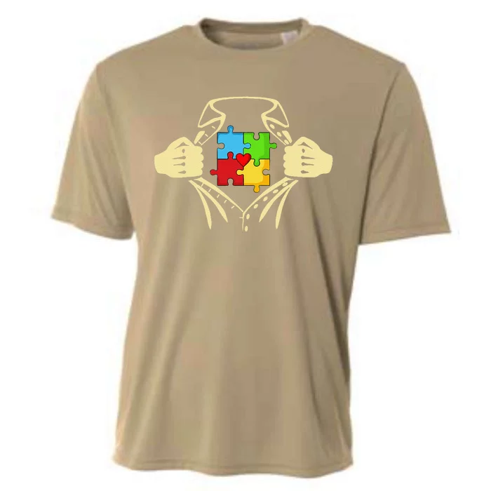 Autism Teacher Superhero Cooling Performance Crew T-Shirt