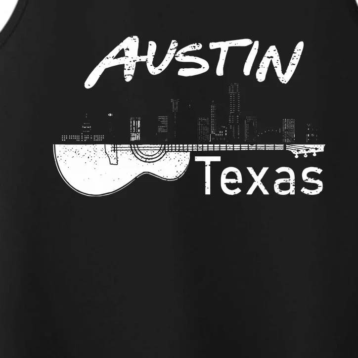 Austin Texas Souvenir Guitar Music Lover Austin Performance Tank