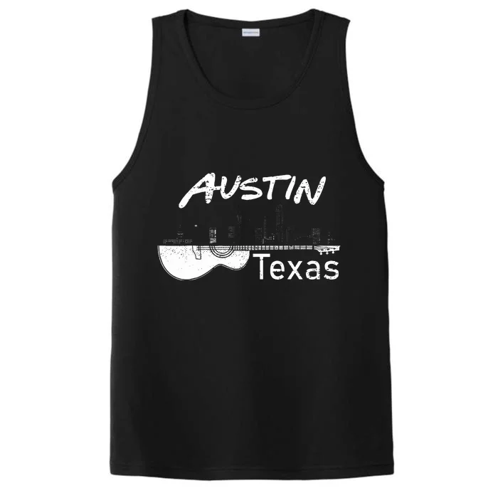 Austin Texas Souvenir Guitar Music Lover Austin Performance Tank