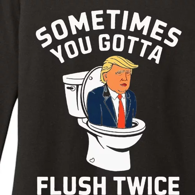 Anti Trump Sometimes You Gotta Flush Twice Womens CVC Long Sleeve Shirt