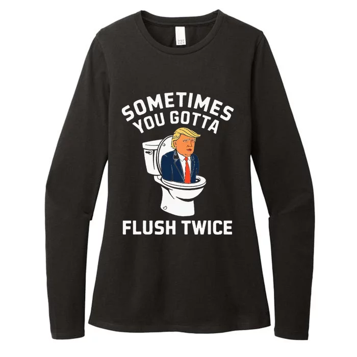 Anti Trump Sometimes You Gotta Flush Twice Womens CVC Long Sleeve Shirt