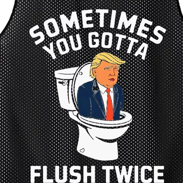 Anti Trump Sometimes You Gotta Flush Twice Mesh Reversible Basketball Jersey Tank