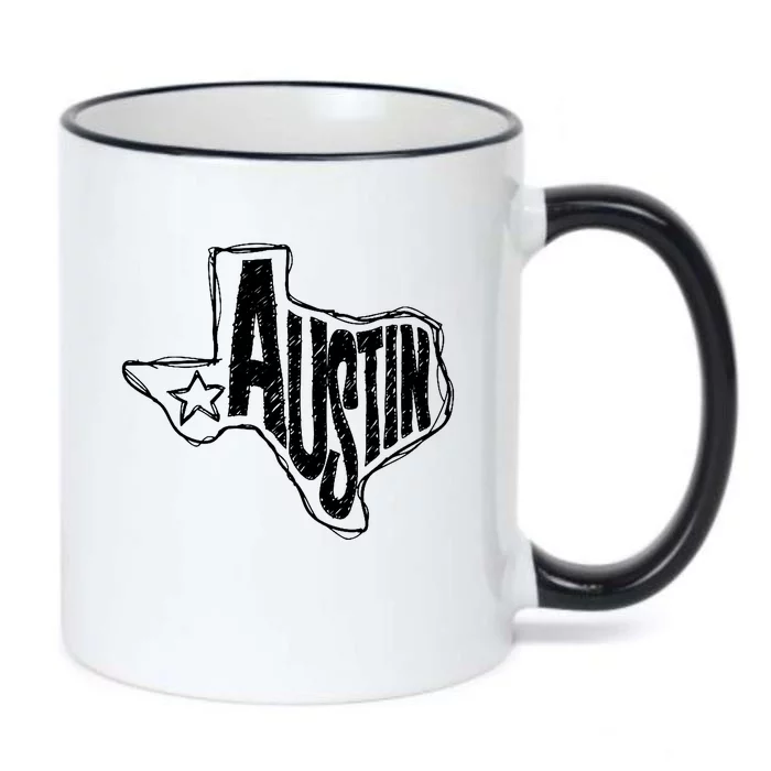 Austin Texas State Retro Outline Map Black Color Changing Mug