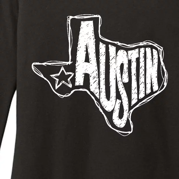 Austin Texas State Retro Outline Map Womens CVC Long Sleeve Shirt