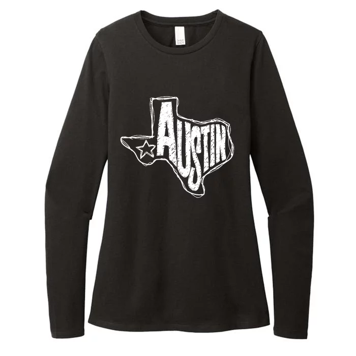 Austin Texas State Retro Outline Map Womens CVC Long Sleeve Shirt