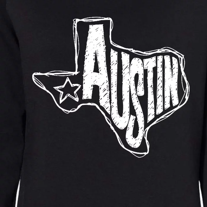 Austin Texas State Retro Outline Map Womens California Wash Sweatshirt