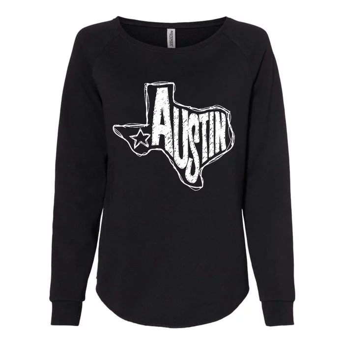 Austin Texas State Retro Outline Map Womens California Wash Sweatshirt