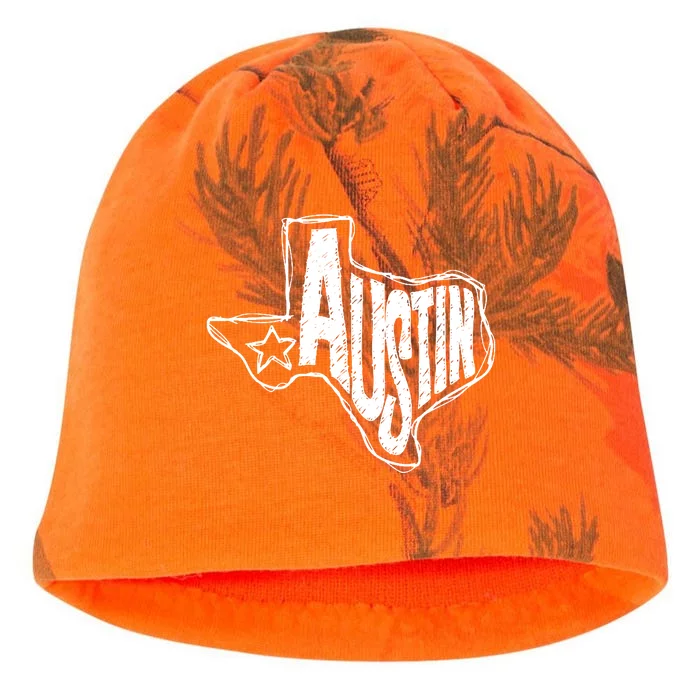 Austin Texas State Retro Outline Map Kati - Camo Knit Beanie