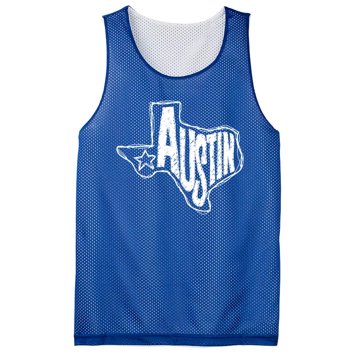 Austin Texas State Retro Outline Map Mesh Reversible Basketball Jersey Tank