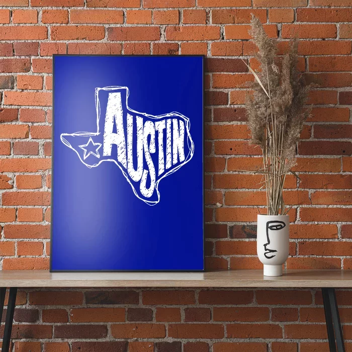 Austin Texas State Retro Outline Map Poster