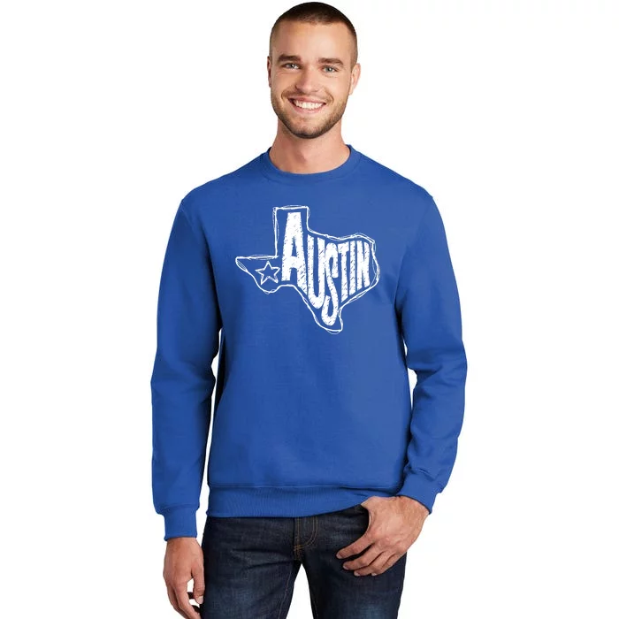 Austin Texas State Retro Outline Map Tall Sweatshirt