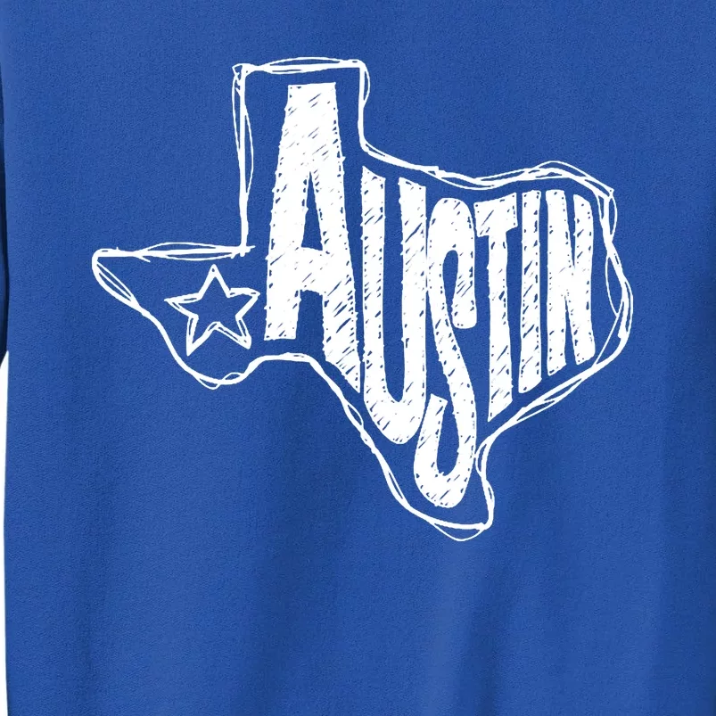 Austin Texas State Retro Outline Map Tall Sweatshirt