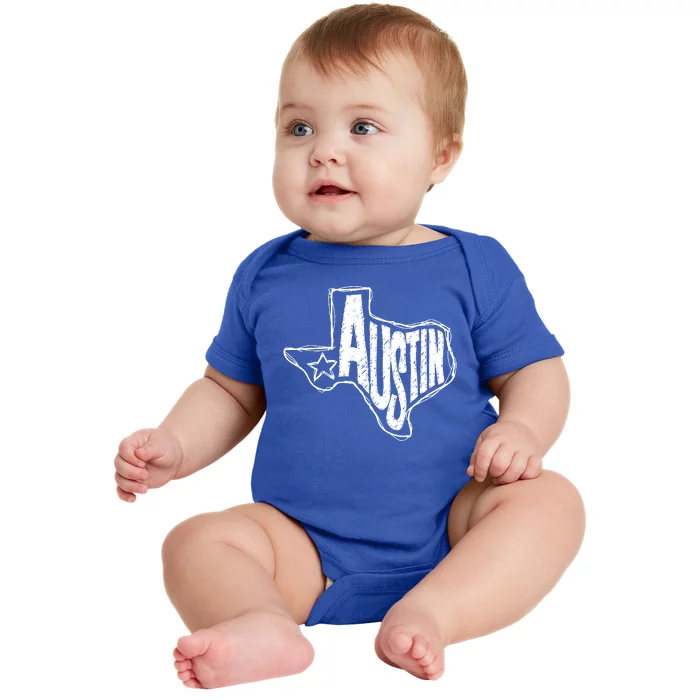 Austin Texas State Retro Outline Map Baby Bodysuit