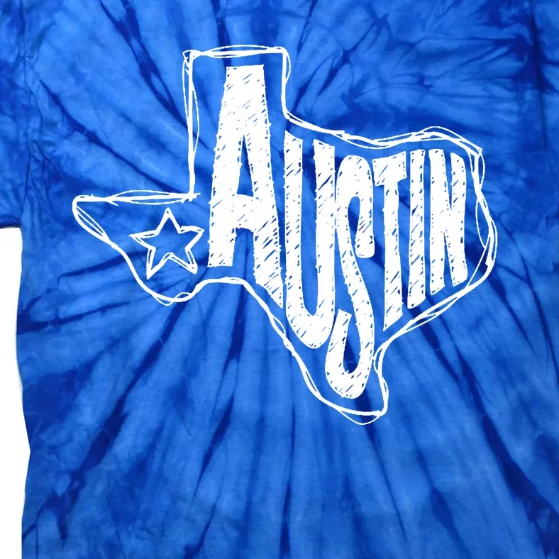 Austin Texas State Retro Outline Map Tie-Dye T-Shirt