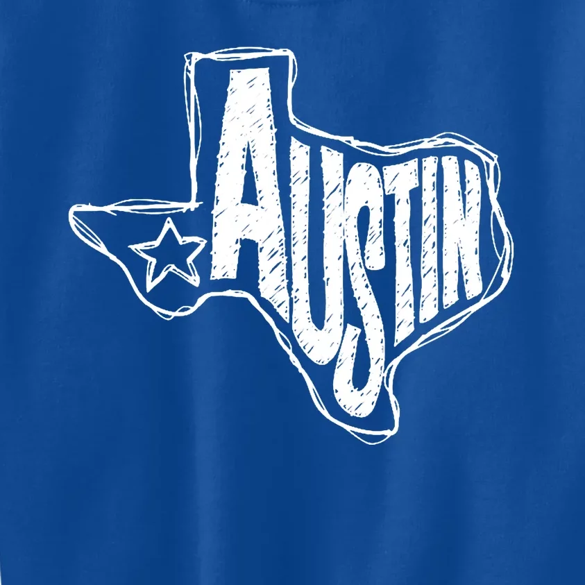 Austin Texas State Retro Outline Map Kids Sweatshirt