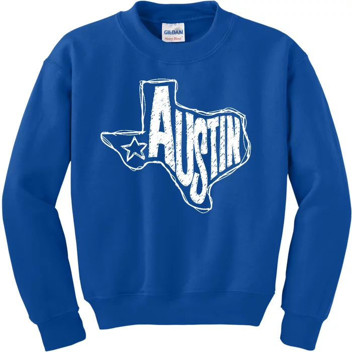 Austin Texas State Retro Outline Map Kids Sweatshirt