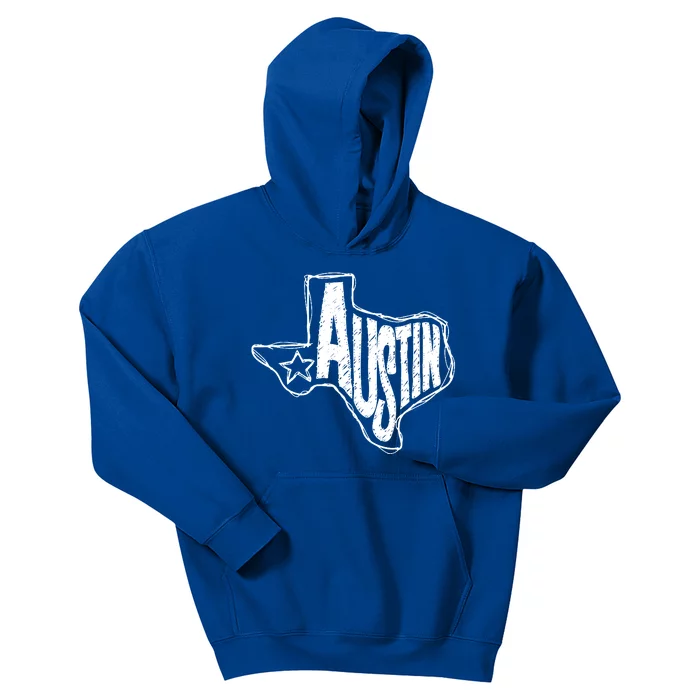 Austin Texas State Retro Outline Map Kids Hoodie