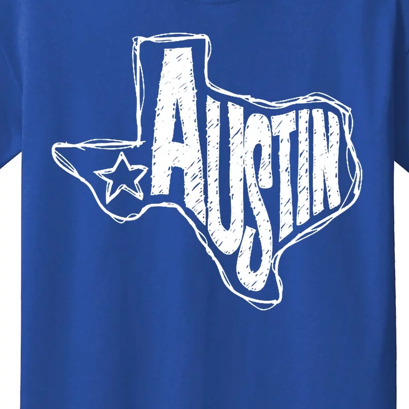 Austin Texas State Retro Outline Map Kids T-Shirt