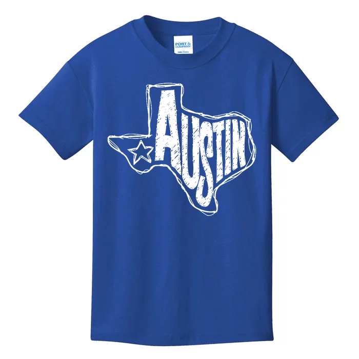 Austin Texas State Retro Outline Map Kids T-Shirt