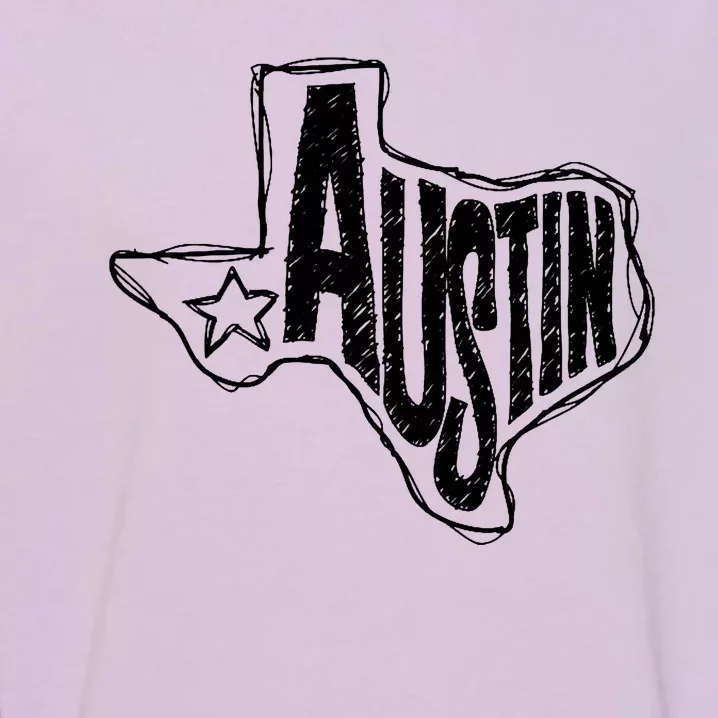 Austin Texas State Retro Outline Map Garment-Dyed Sweatshirt