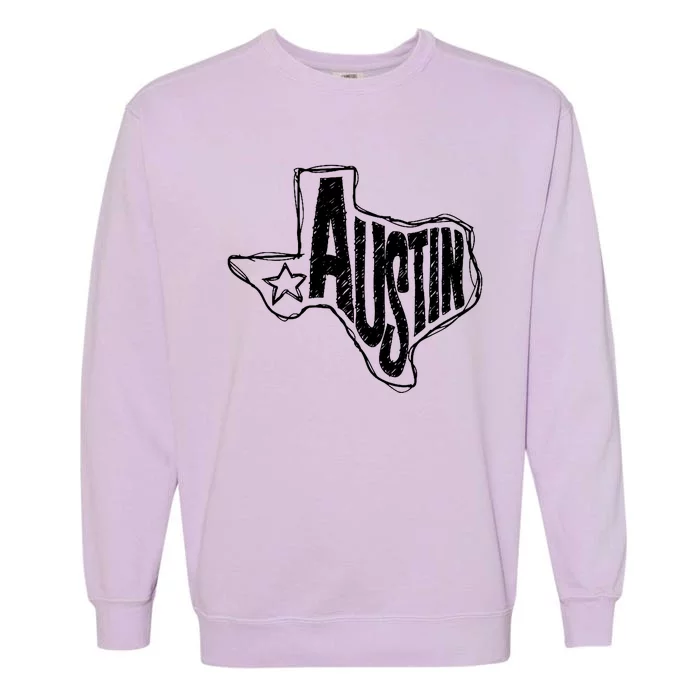 Austin Texas State Retro Outline Map Garment-Dyed Sweatshirt