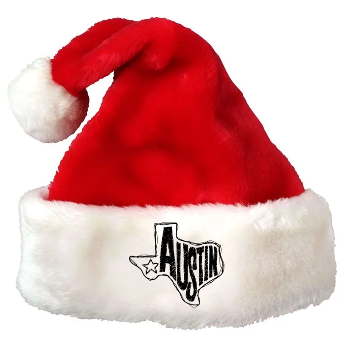 Austin Texas State Retro Outline Map Premium Christmas Santa Hat