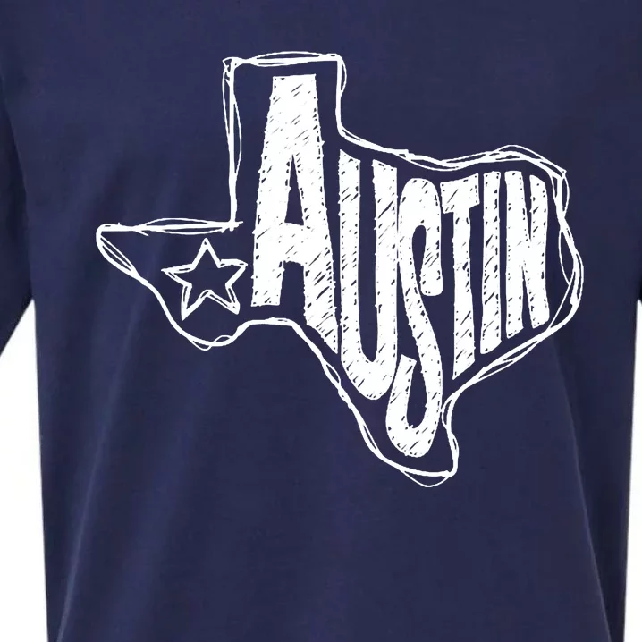 Austin Texas State Retro Outline Map Sueded Cloud Jersey T-Shirt