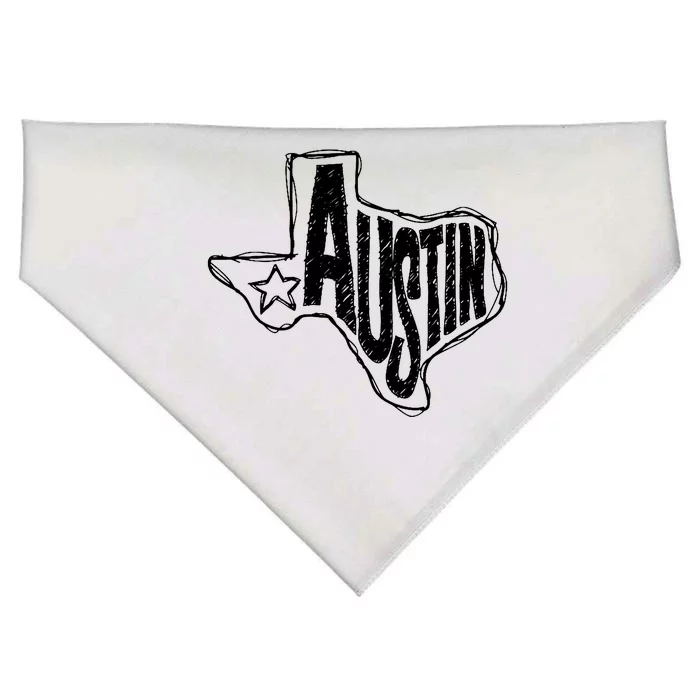 Austin Texas State Retro Outline Map USA-Made Doggie Bandana