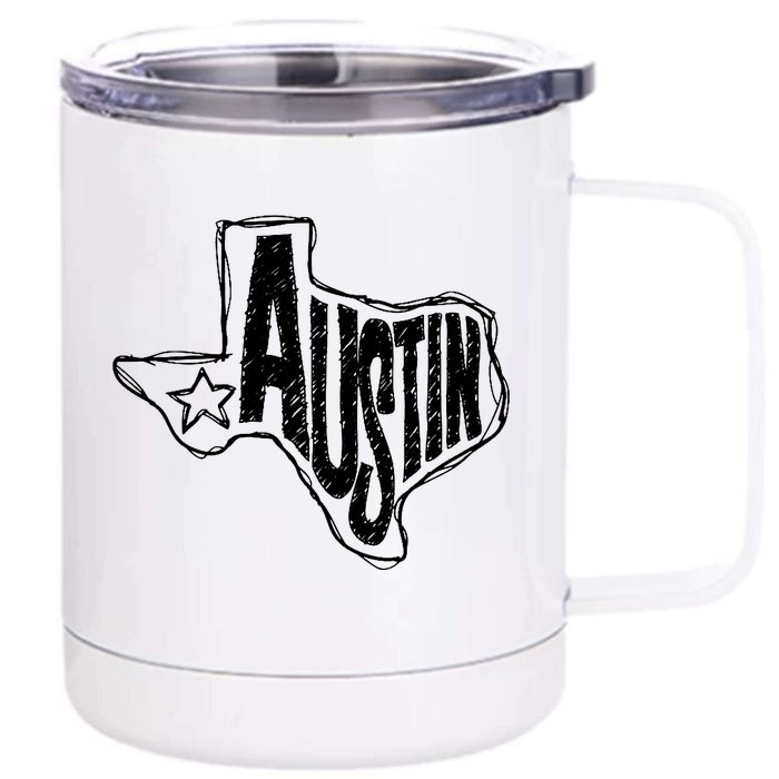 Austin Texas State Retro Outline Map Front & Back 12oz Stainless Steel Tumbler Cup