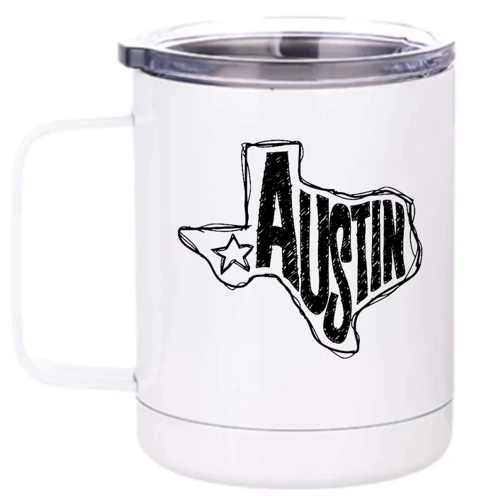 Austin Texas State Retro Outline Map Front & Back 12oz Stainless Steel Tumbler Cup