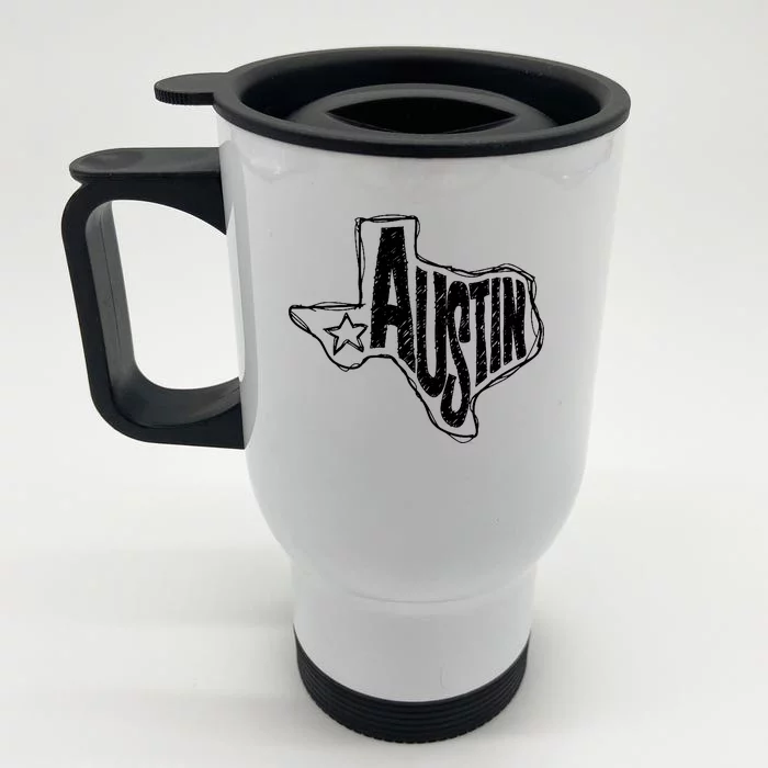 Austin Texas State Retro Outline Map Front & Back Stainless Steel Travel Mug