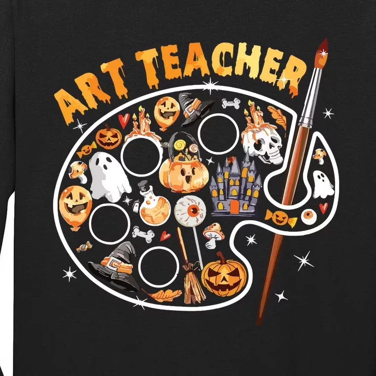 Art Teacher Spooky Pumpkin Halloween Tall Long Sleeve T-Shirt