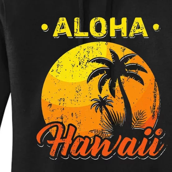 Aloha Tropical Summer Hawaiian Beach Palm Trees Hawaii Women's Pullover Hoodie