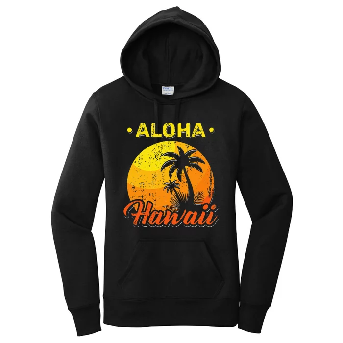 Aloha Tropical Summer Hawaiian Beach Palm Trees Hawaii Women's Pullover Hoodie