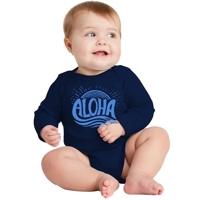 Aloha Tropical Surfer Baby Long Sleeve Bodysuit