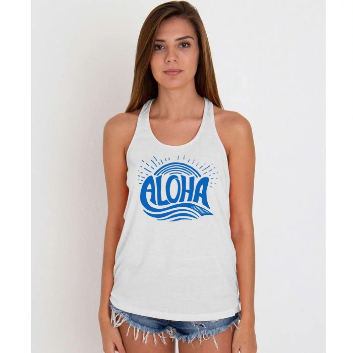 Aloha Tropical Surfer Women's Knotted Racerback Tank