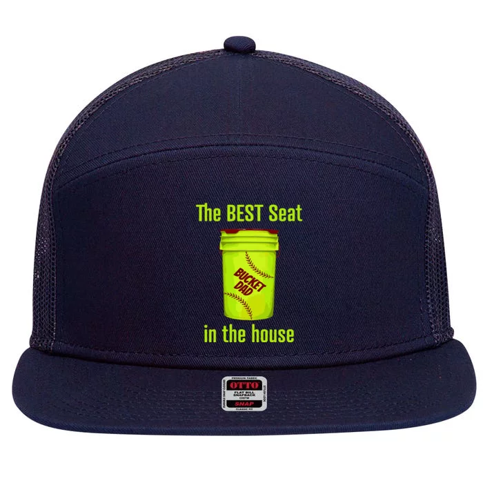 As Tees Softball Dad Best Seat In The House Catcher 7 Panel Mesh Trucker Snapback Hat