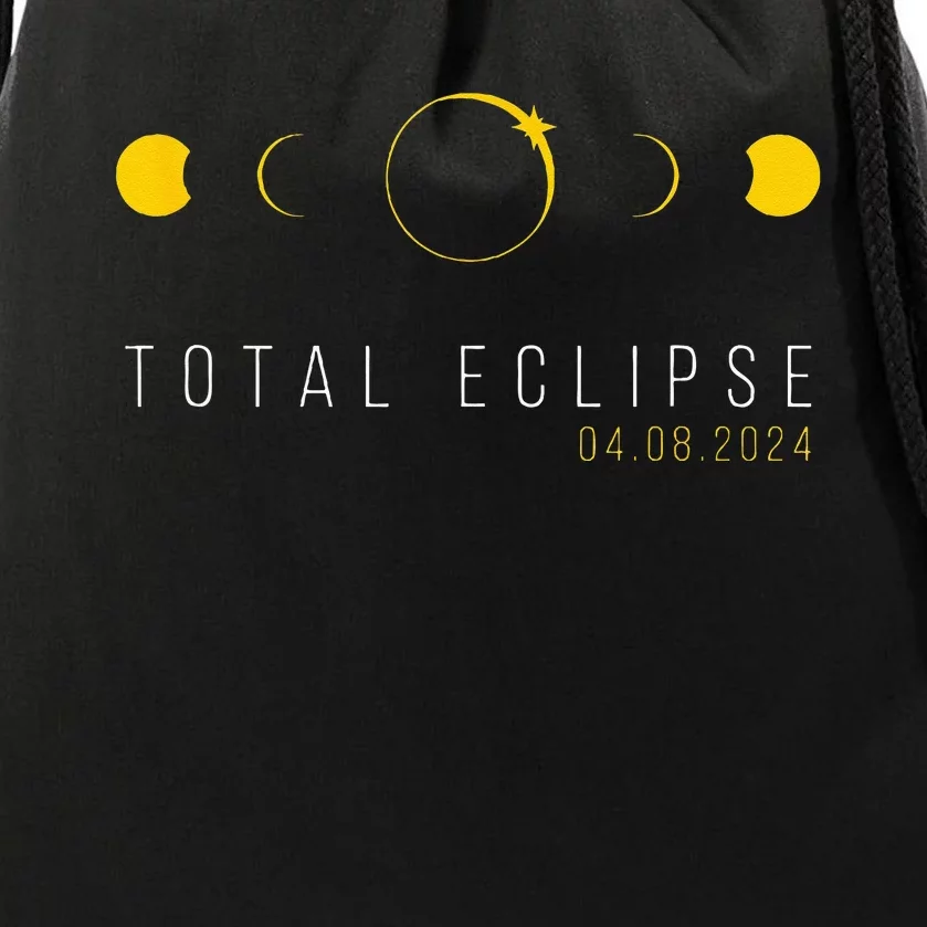 American Totality Solar Lunar Eclipse April 8 2024 Drawstring Bag