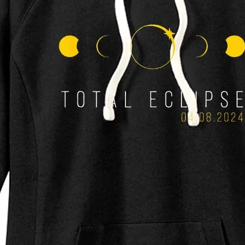 American Totality Solar Lunar Eclipse April 8 2024 Women's Fleece Hoodie