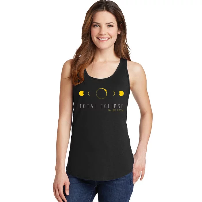 American Totality Solar Lunar Eclipse April 8 2024 Ladies Essential Tank