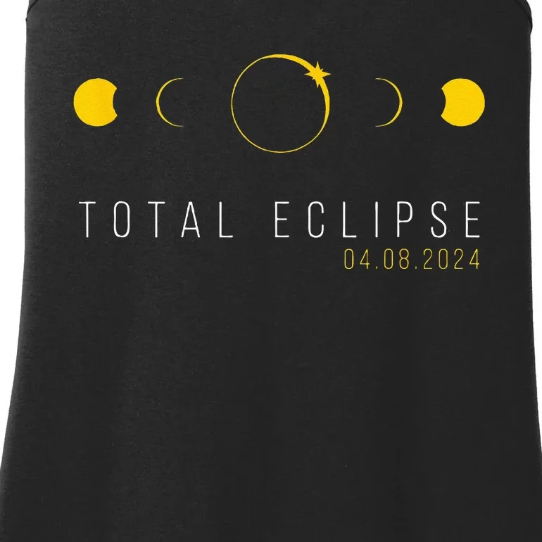 American Totality Solar Lunar Eclipse April 8 2024 Ladies Essential Tank