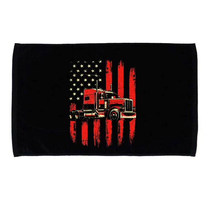 American Trucker Semi Truck Driver Trucking Big Rig Microfiber Hand Towel