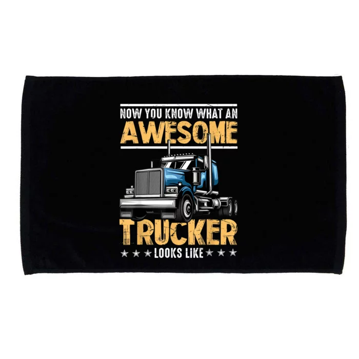 Awesome Trucker Semi Truck Driver 18 Wheeler Mechanic Funny Microfiber Hand Towel