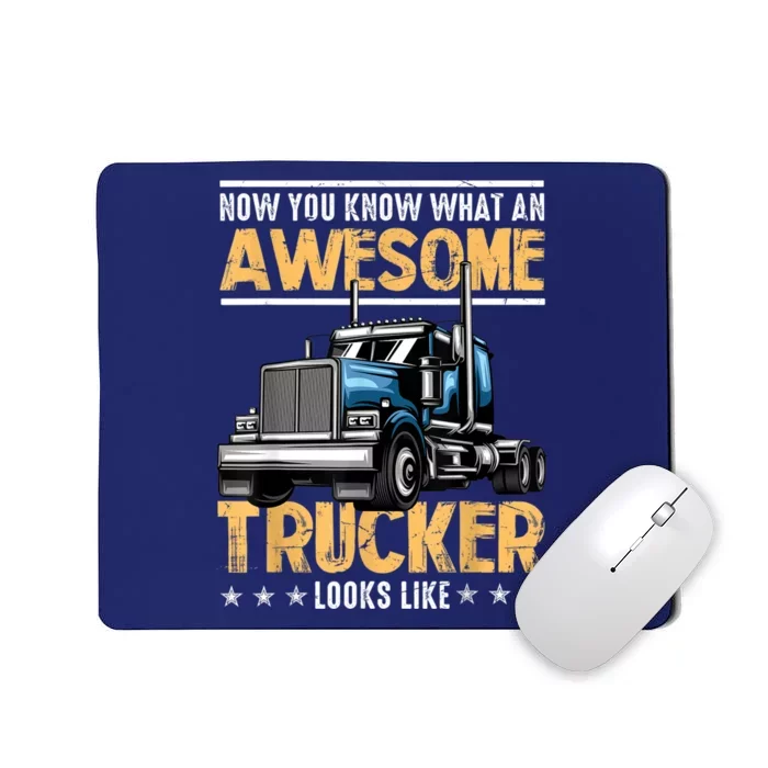 Awesome Trucker Semi Truck Driver 18 Wheeler Mechanic Funny Mousepad