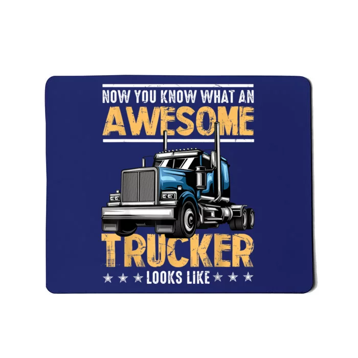 Awesome Trucker Semi Truck Driver 18 Wheeler Mechanic Funny Mousepad