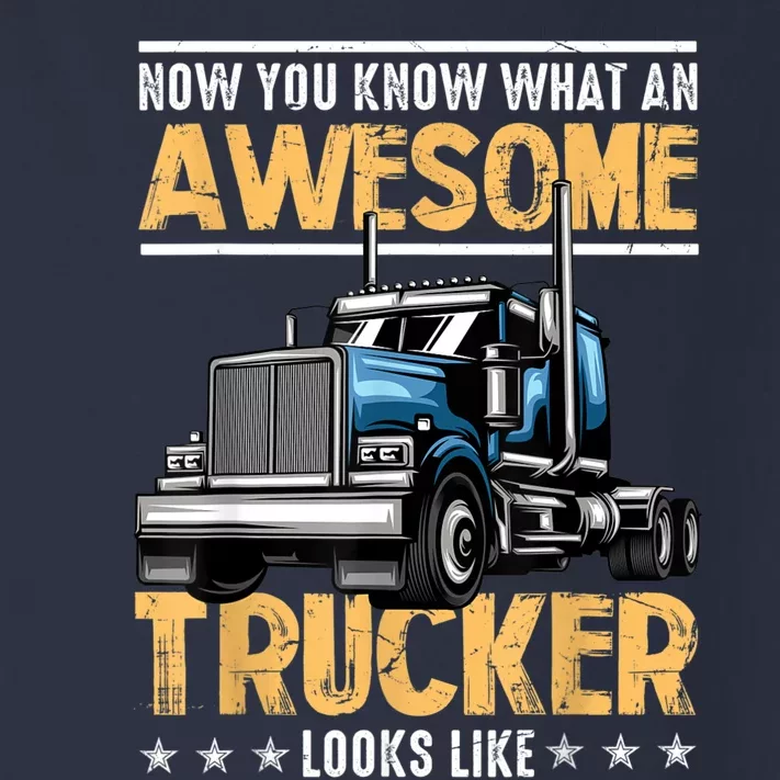 Awesome Trucker Semi Truck Driver 18 Wheeler Mechanic Funny Toddler Long Sleeve Shirt