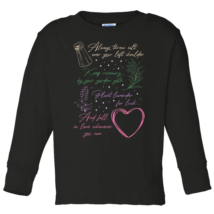 Always Throw Spilled Salt Practical Magic Inspirit Quote Toddler Long Sleeve Shirt