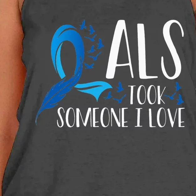 ALS Took Someone I Love ALS Awareness Month Women's Knotted Racerback Tank