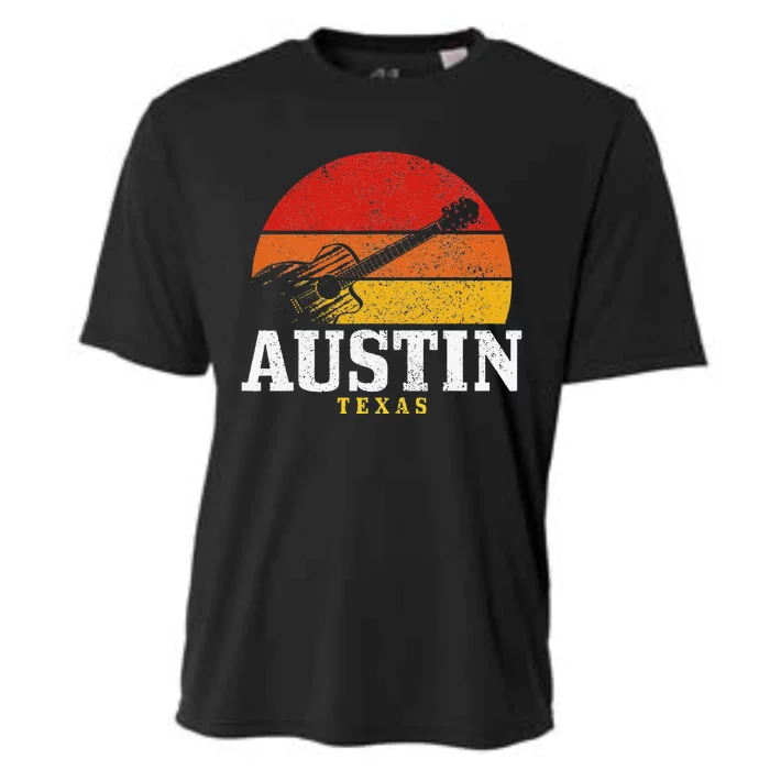 Austin Texas Souvenir Guitar Music Lover Cooling Performance Crew T-Shirt