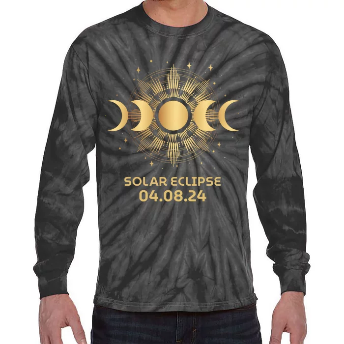 American Total Solar Eclipse April 8th 2024 Tie-Dye Long Sleeve Shirt